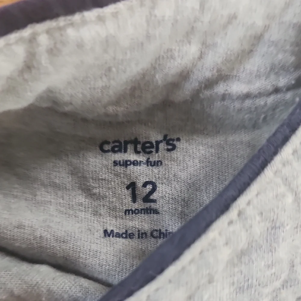 Carter's Gray and Red All Star Button Down Shirt 12 Months